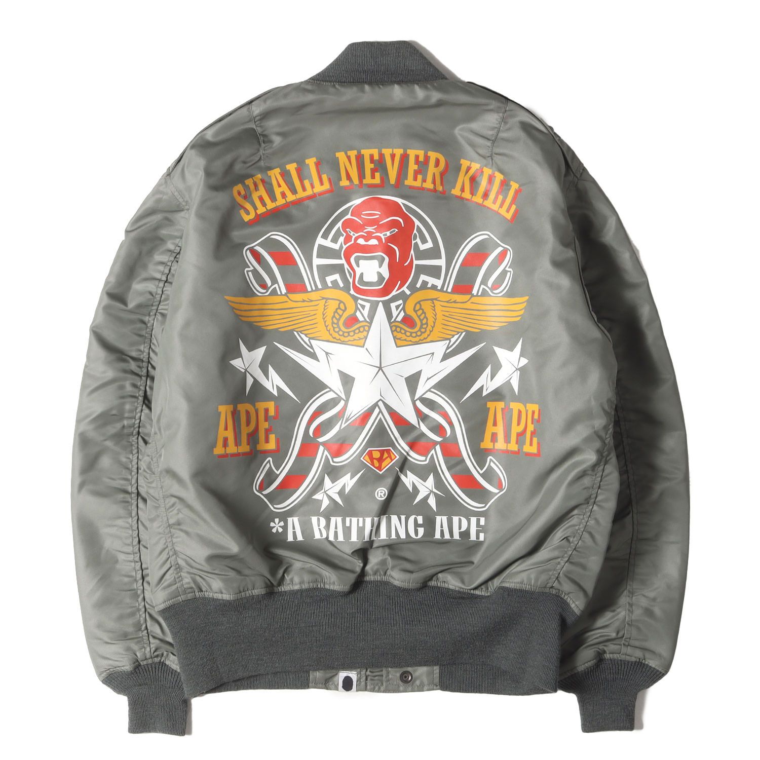 A BATHING APE ア ベイシング エイプ ジャケット セージグリーン サイズ S 00s THE REAL McCOYS ウイングロゴ L-2B フライトジャケット 00年代 アーカイブ メンズ