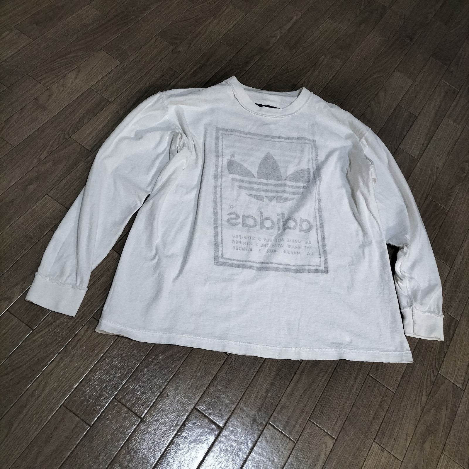 希少☆adidas 80s 90s USA製 ボックスロゴ ロングTシャツ カットソー ...