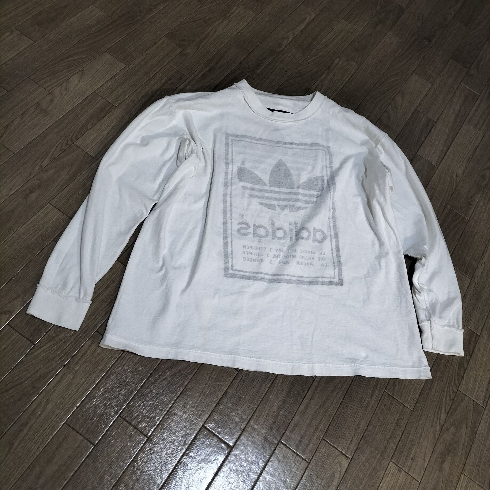 希少☆adidas 80s 90s USA製 ボックスロゴ ロングTシャツ カットソー 