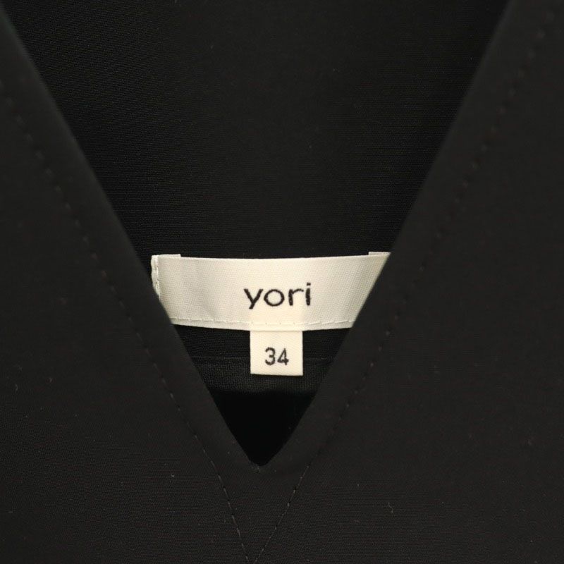 【新品未使用】yori トリアセリボンサロペット ブラック 34 ヨリ yori トリアセリボンサロペット ストレート リボン 34