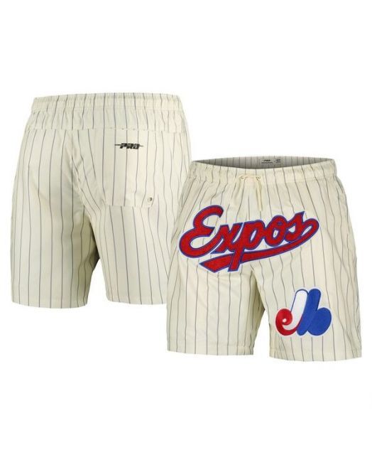 【送料無料】 プロスタンダード メンズ ハーフパンツ・ショーツ ボトムス Men's Cream Montreal Expos Pinstripe Retro Classic Woven Shorts Cream