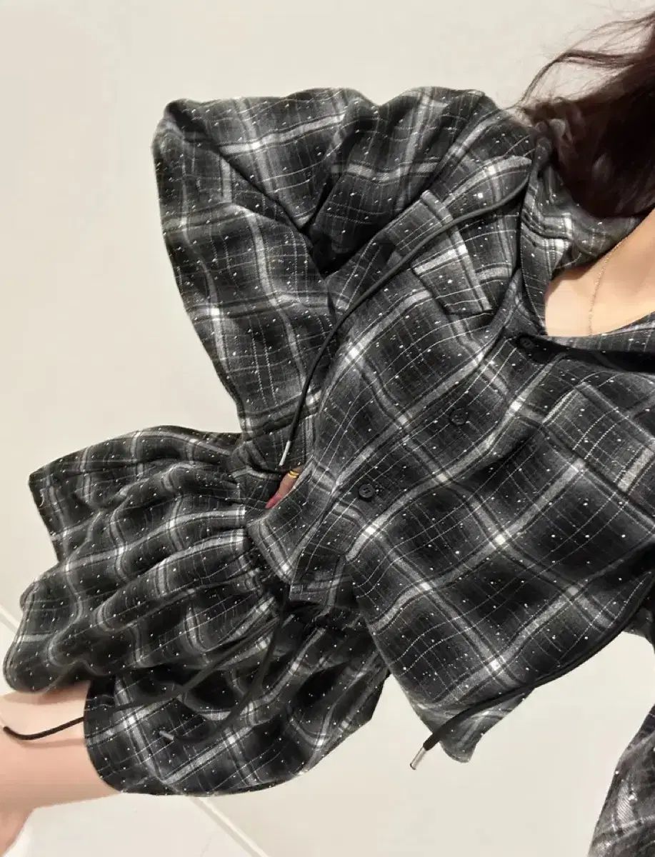 ビーズ チェック フード パンツ set 高品質