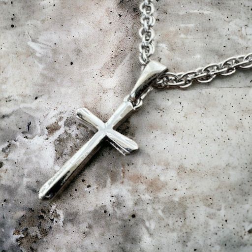 新商品】シルバー ロープチェーンクロスネックレス 70センチ