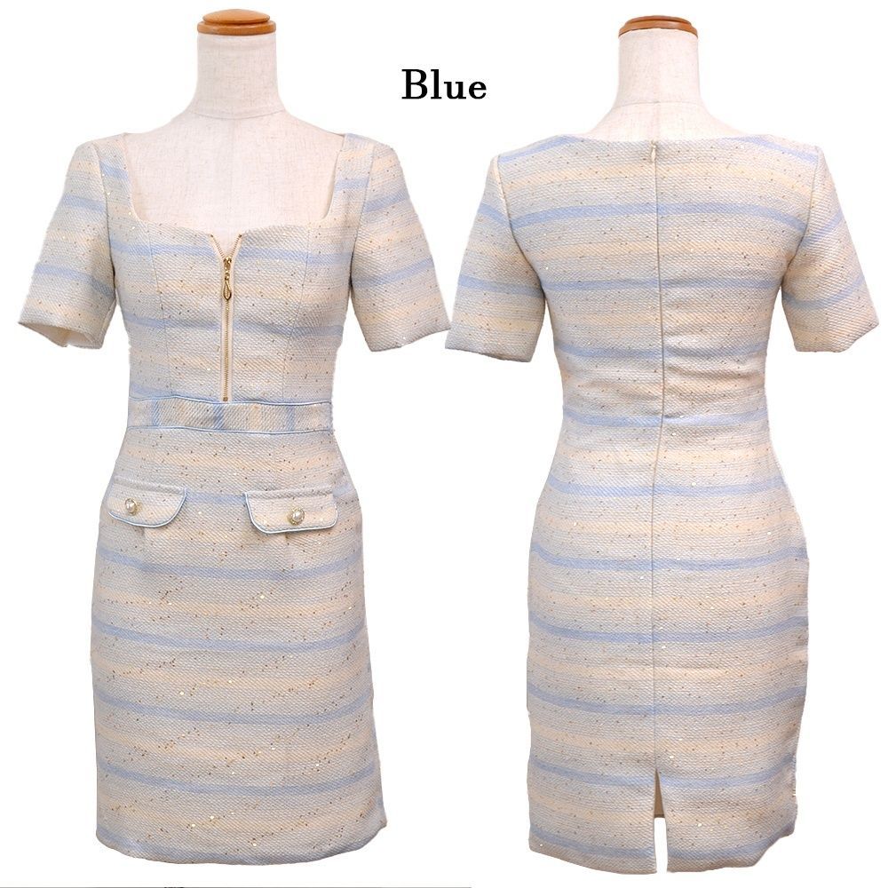 LoveRich ラブリッチ 【SMLサイズ/2カラー】ボーダー ツイード 半袖