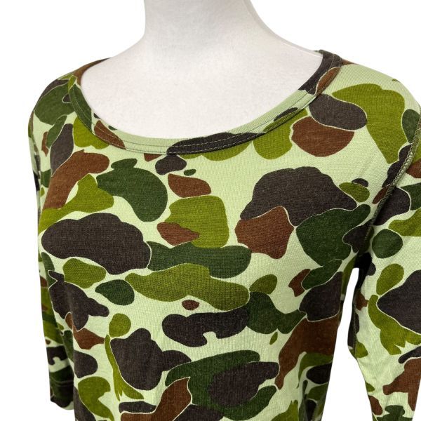 □ ジュンヤワタナベ JUNYA WATANABE カットソー 迷彩 グリーン カーキ 毛 S レディース S5V418