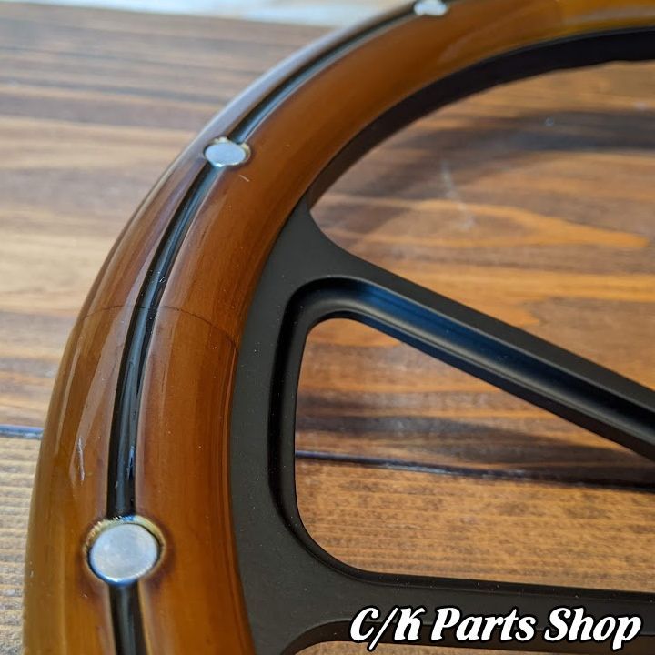 ビレットステアリングホイール 14インチ Φ35cm マッスル マホガニー