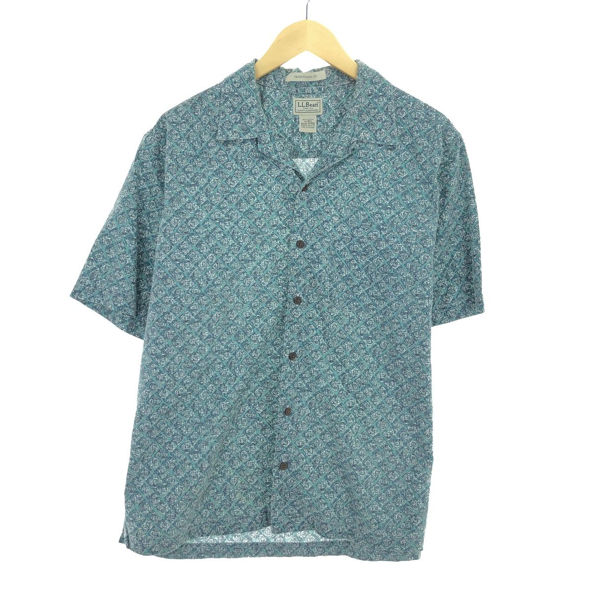 古着 エルエルビーン L.L.Bean 総柄 TRADITIONAL FIT オープンカラー ハワイアンアロハシャツ メンズM /eaa448210 【中古】/eaa448210