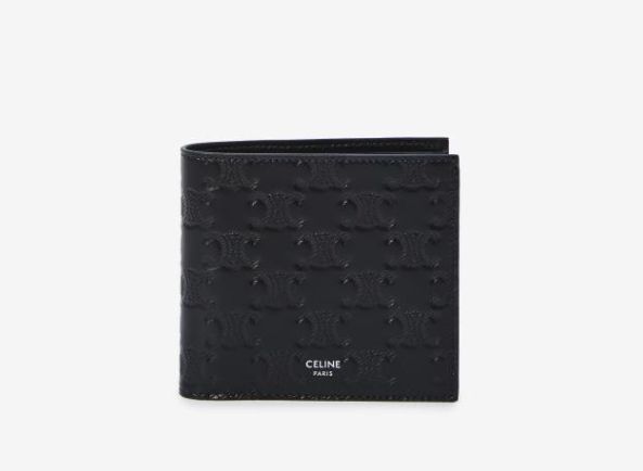 CELINE 二つ折り財布 ロゴ入りブラック セリーヌ 二つ折り財布 バイ
