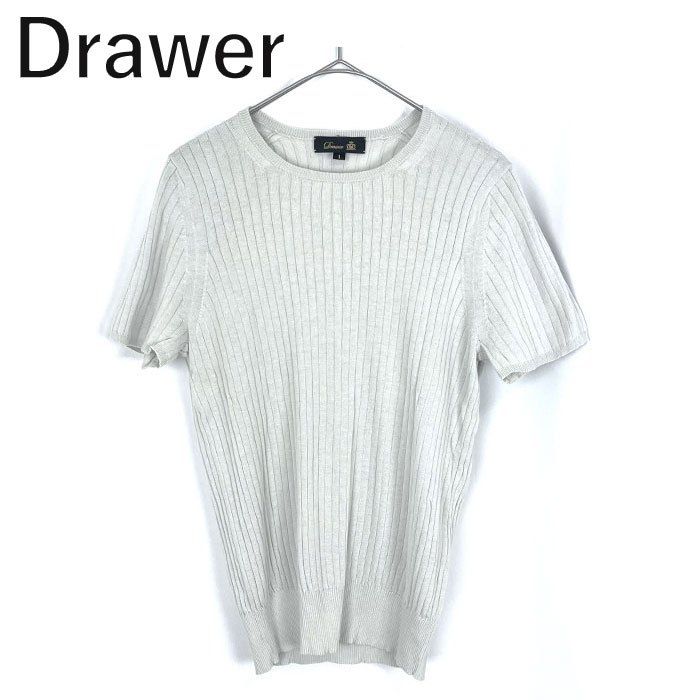 Drawer 16Gコットンリブショートスリーブニット ベージュ S 