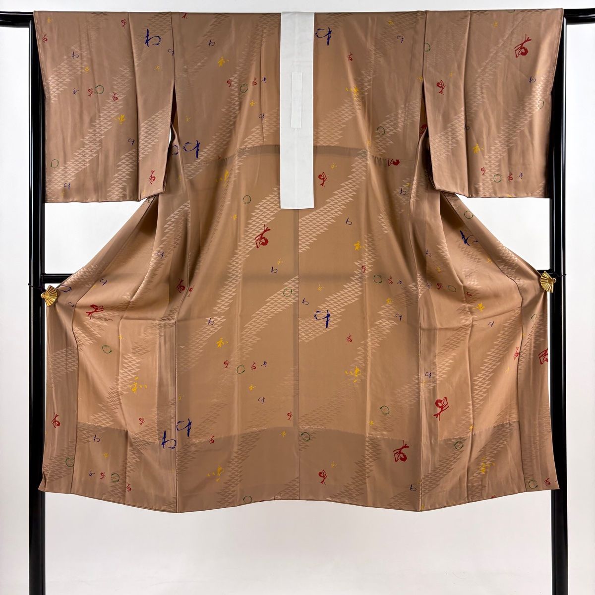 長襦袢 身丈129cm 裄丈65cm M 文字紋 地紋 薄小豆 正絹 秀品