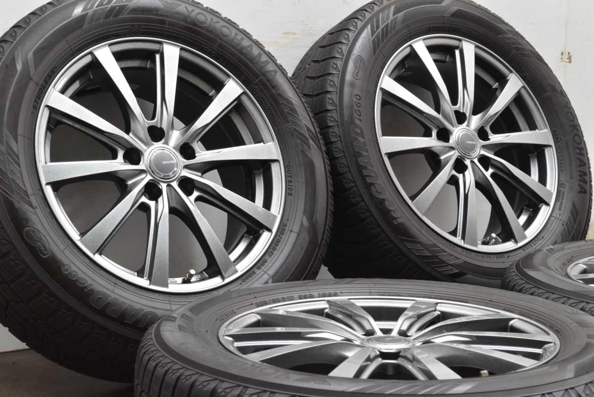 交換用に GRASS 17in 7J 38 PCD114.3 ヨコハマ アイスガード iG60 225 60R17 アルファード ヴェルファイア カローラクロス