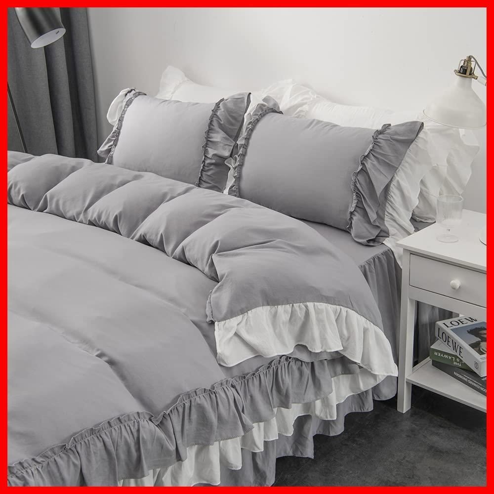 グレー 掛け布団カバー シングル 3点セット ベッドスカート 枕カバー0280 グレー 掛け布団カバー シングル 3点セット ベッドスカート 枕カバー