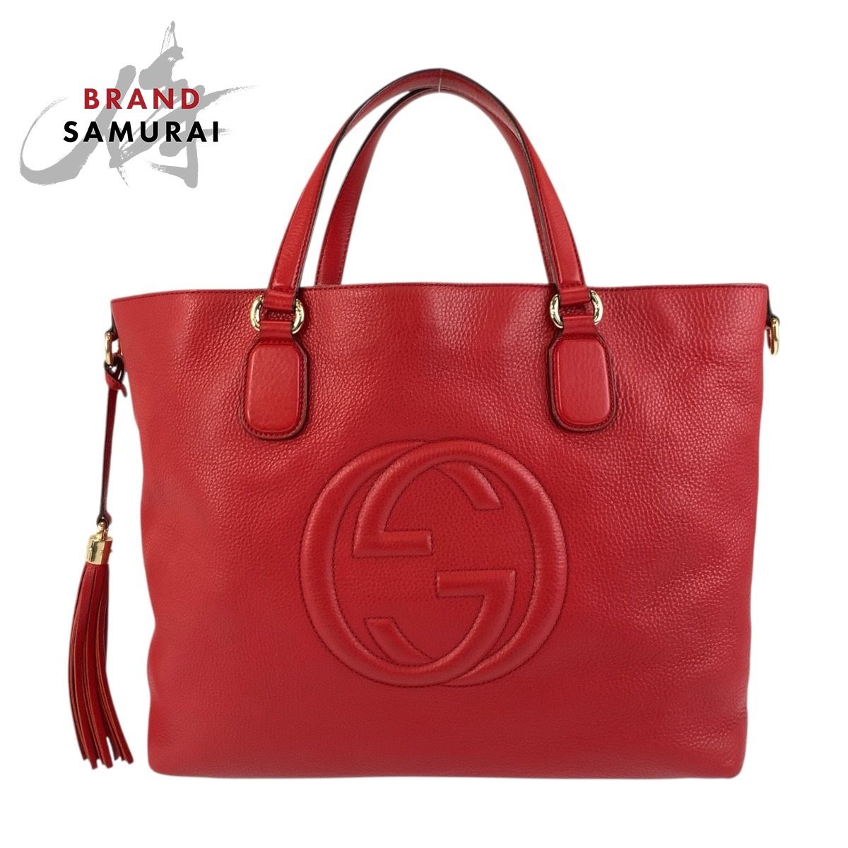 美品 GUCCI グッチ ソーホー レッド ゴールド金具 レザー 282303  