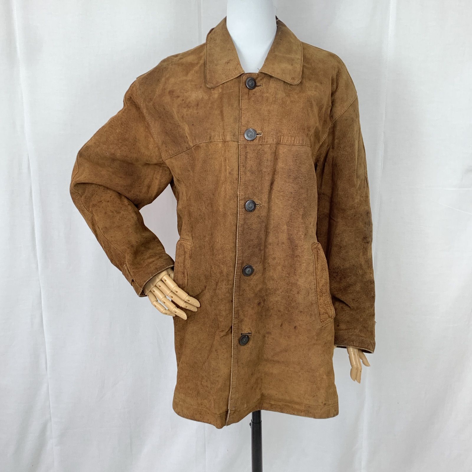 SUBURBAN ✨ レザーコート Leather Jacket 本革 スウェード調 Brown