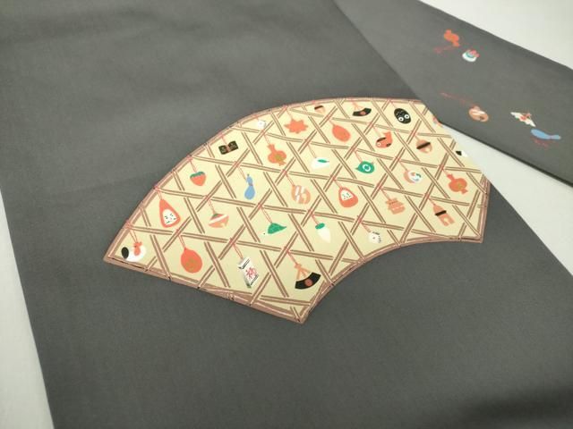 平和屋着物○塩瀬 九寸名古屋帯 玩具文様 金彩 正絹 逸品 DAAU5950ps