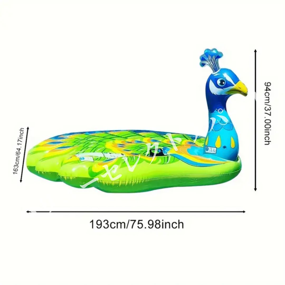 スイミングリング ペガサス型巨大浮き輪 インフレータブルデザイン 緑青ツートン 大型ラウンジフロート 調整ストラップ付き 複数人対応 夏季プール海対応 ビーチアクティビティ用 大人向け耐久構造水遊びアイテム おしゃれ浮遊インテリア カラフル