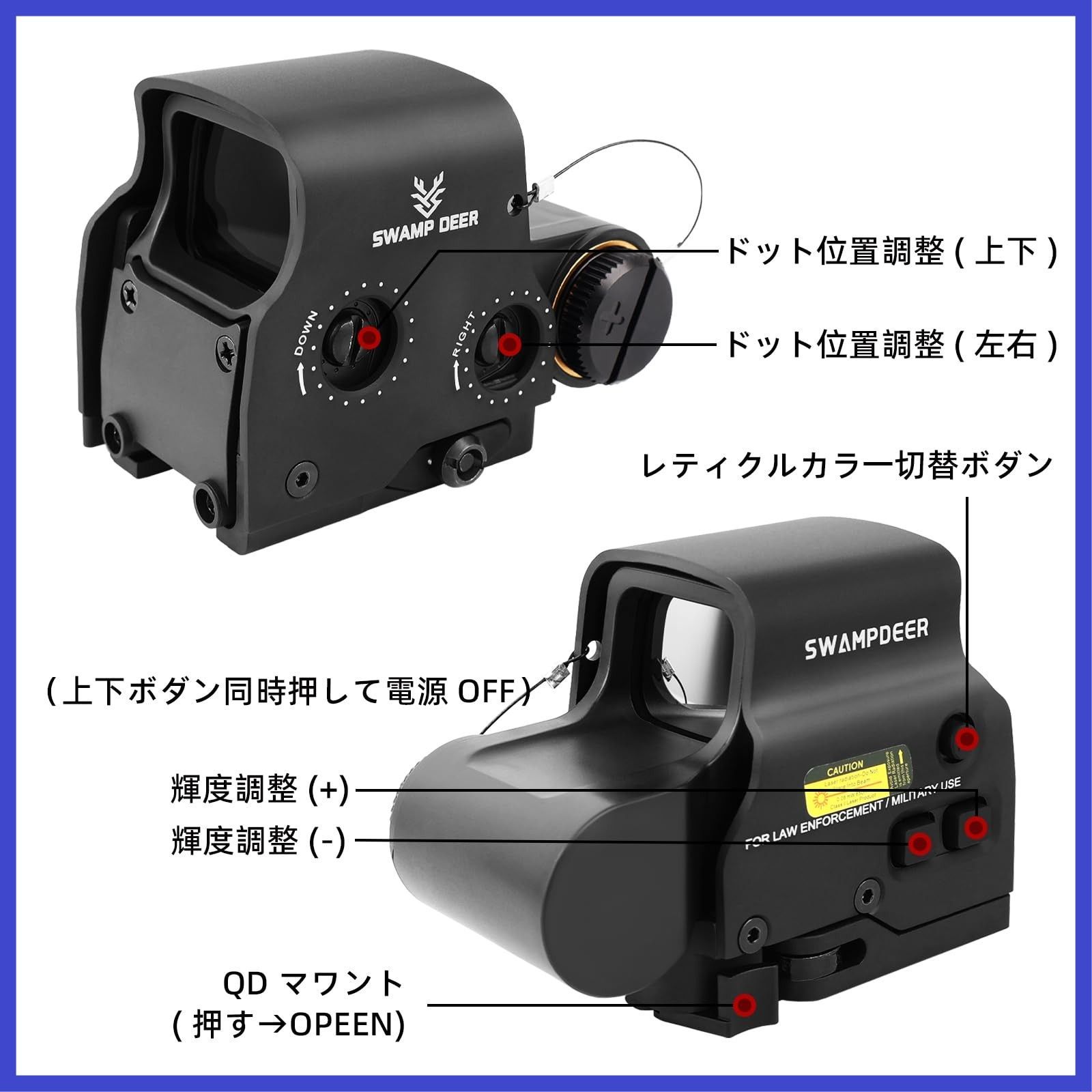  SWAMP DEER OPTICS マグニファイア ドットサイトセット G 33 EXPS 3タイプホロサイト 3倍 ブースタースコープセット ブラック その他 文房具 事務用品