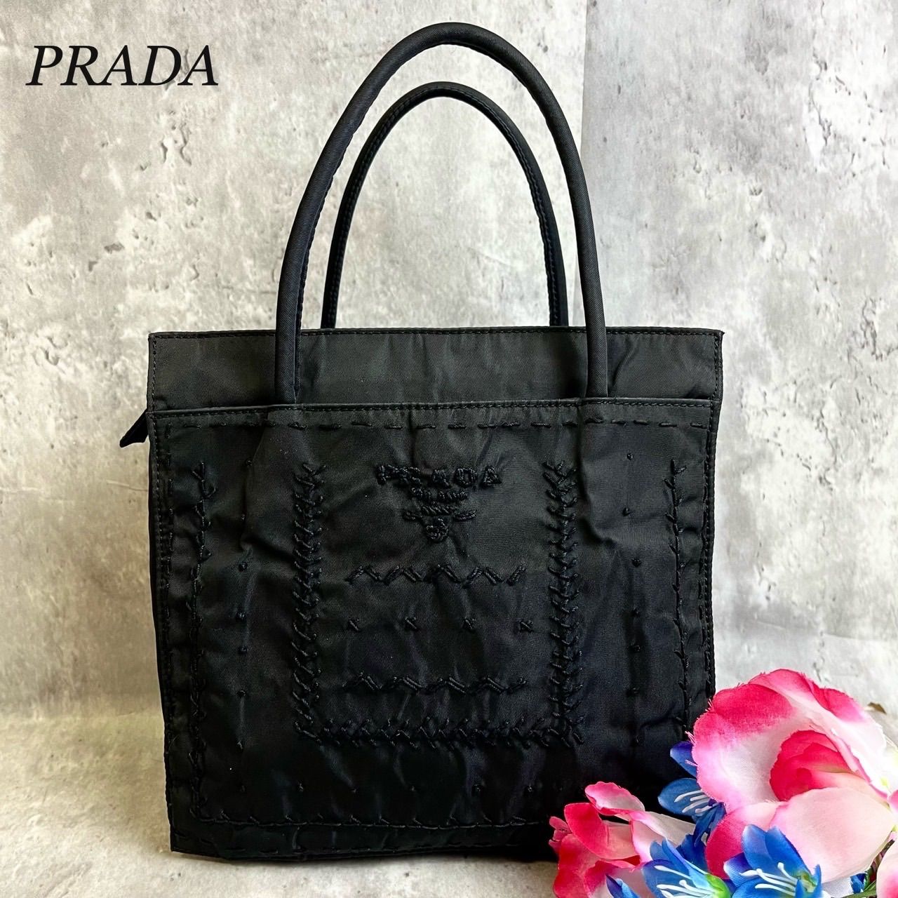 【美品】ギャランティ付　プラダ テスート ナイロン トートバッグ ロゴ刺繍 黒 楽天市場】美品 PRADA プラダ テスート 三角ロゴプレート ブラック 黒