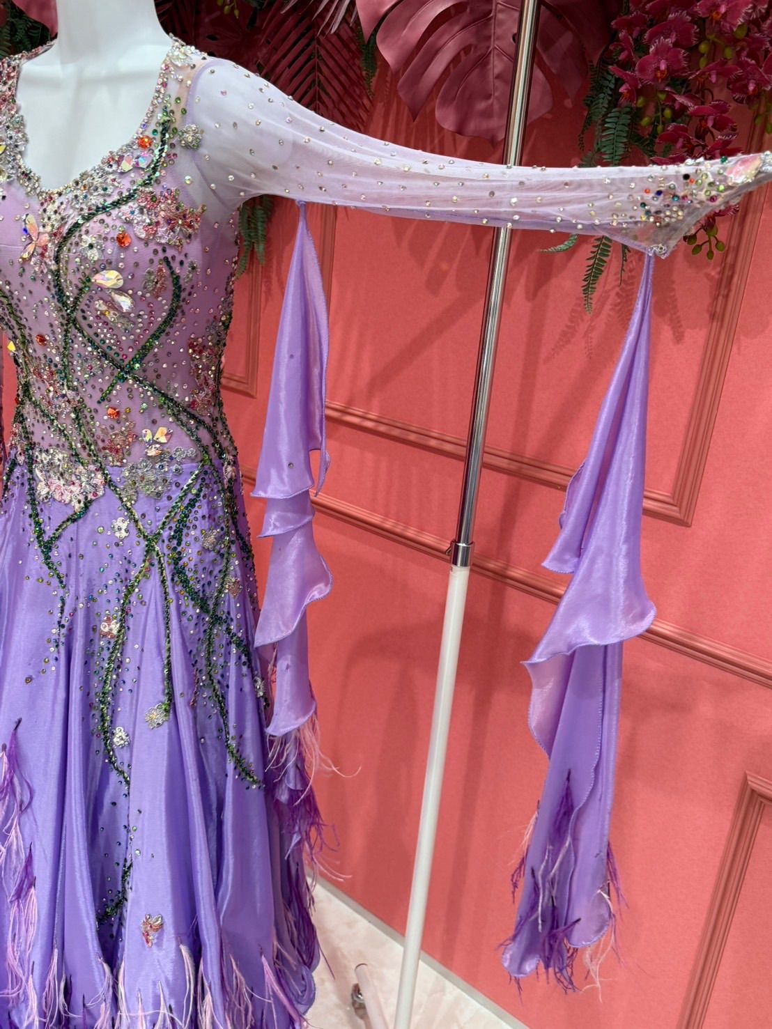 社交ダンス gentil ジャンティ 紫 スタンダードドレス パープル サイズS