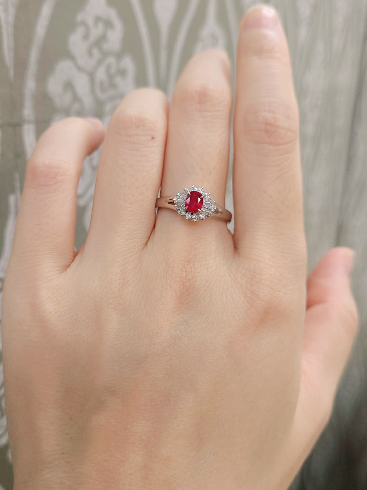 情熱の赤！高品質！0.44ct ルビー ダイヤモンド プラチナ リング 鑑別 