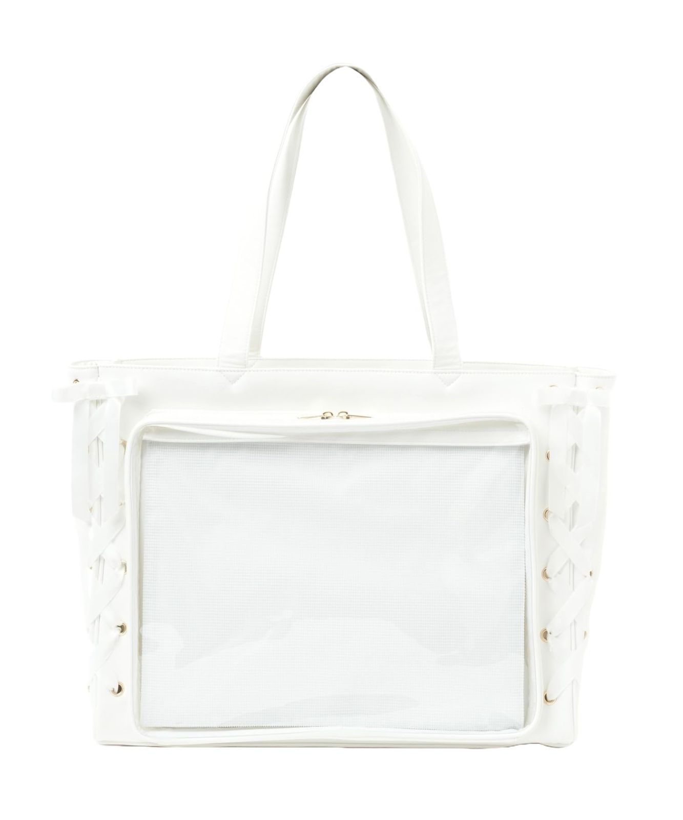 Size F_Color タイプB NEWデザイン ホワイト ウィゴー 痛バッグ 痛バ Lサイズ レースアップ トートバッグ バッグ デコバッグ 鞄 A3 A4 クリアバッグ クリア 推し活 推し活グッズ 推し活バッグ ライブ イベント 春 夏 秋