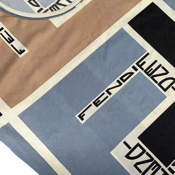 FENDI　フェンディ　半袖　カットソー　ブルー　ブラウン　ストレッチ素材カラーブルーブラウン