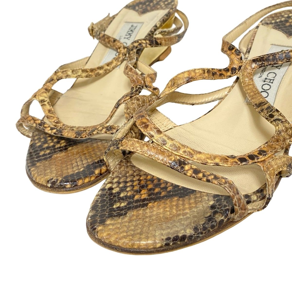 JIMMY CHOO(ジミーチュウ) サンダル 37 レディース - ブラウン×ダーク