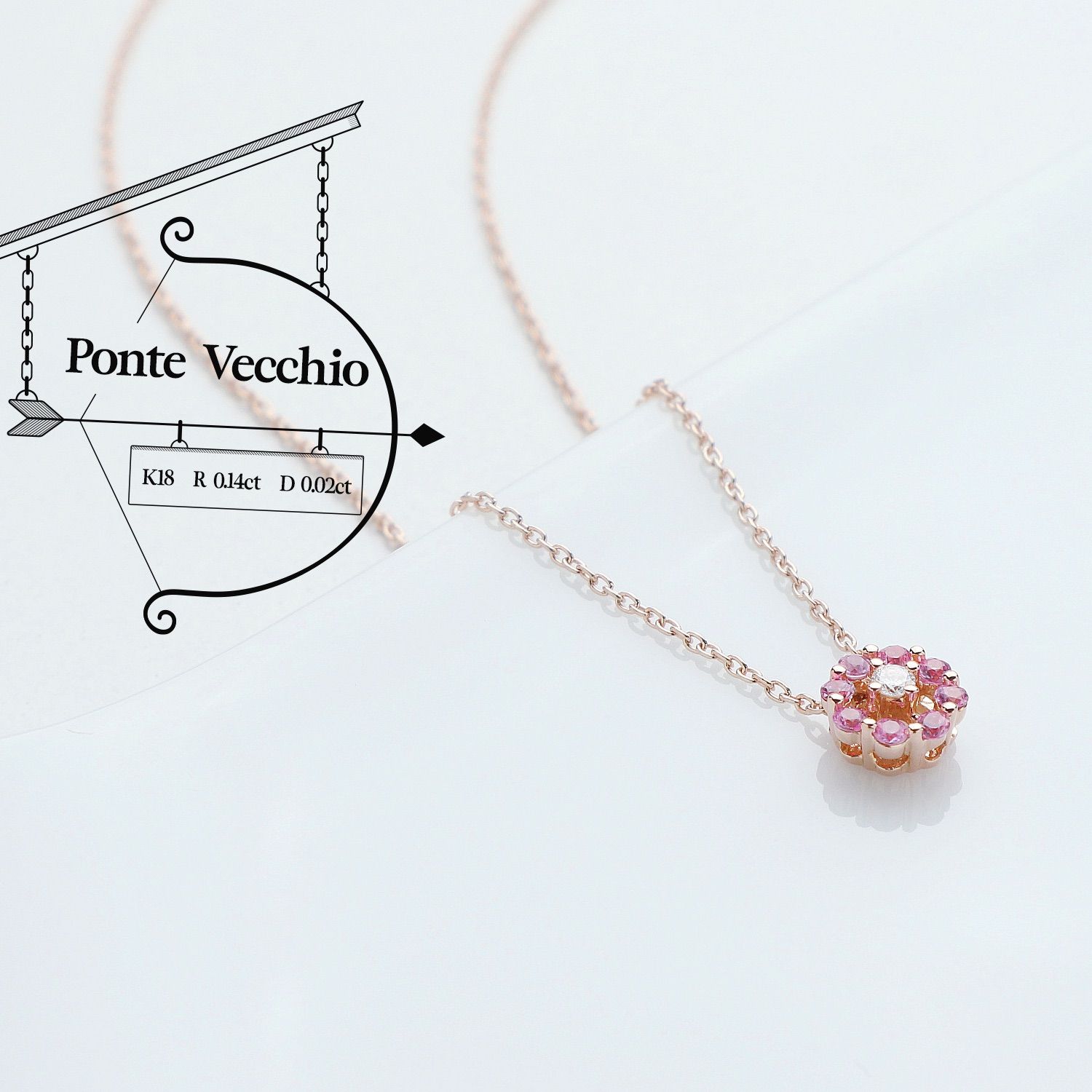 ポンテヴェキオ ネックレス美品 - ピンク-