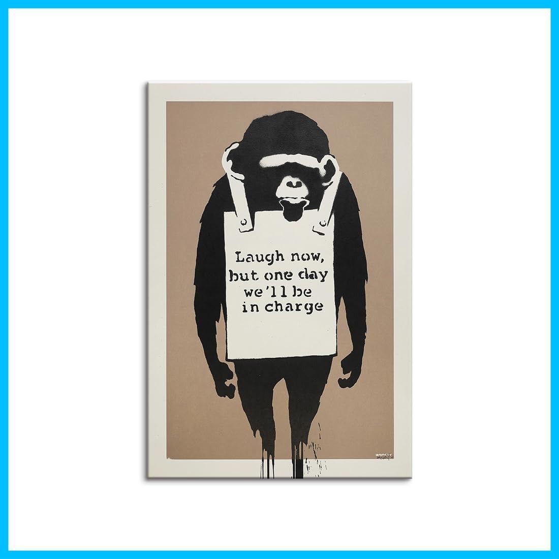 北欧 HD BANSKY ポスター 人気 絵画 水彩 キャンバスアート抽象 飾り壁 壁絵 チンパンジー 壁掛け 玄関 インテリア バンクシー おしゃれ 贈り物 アートパネル 木枠付きの完成品 A70x100cm 28x40in