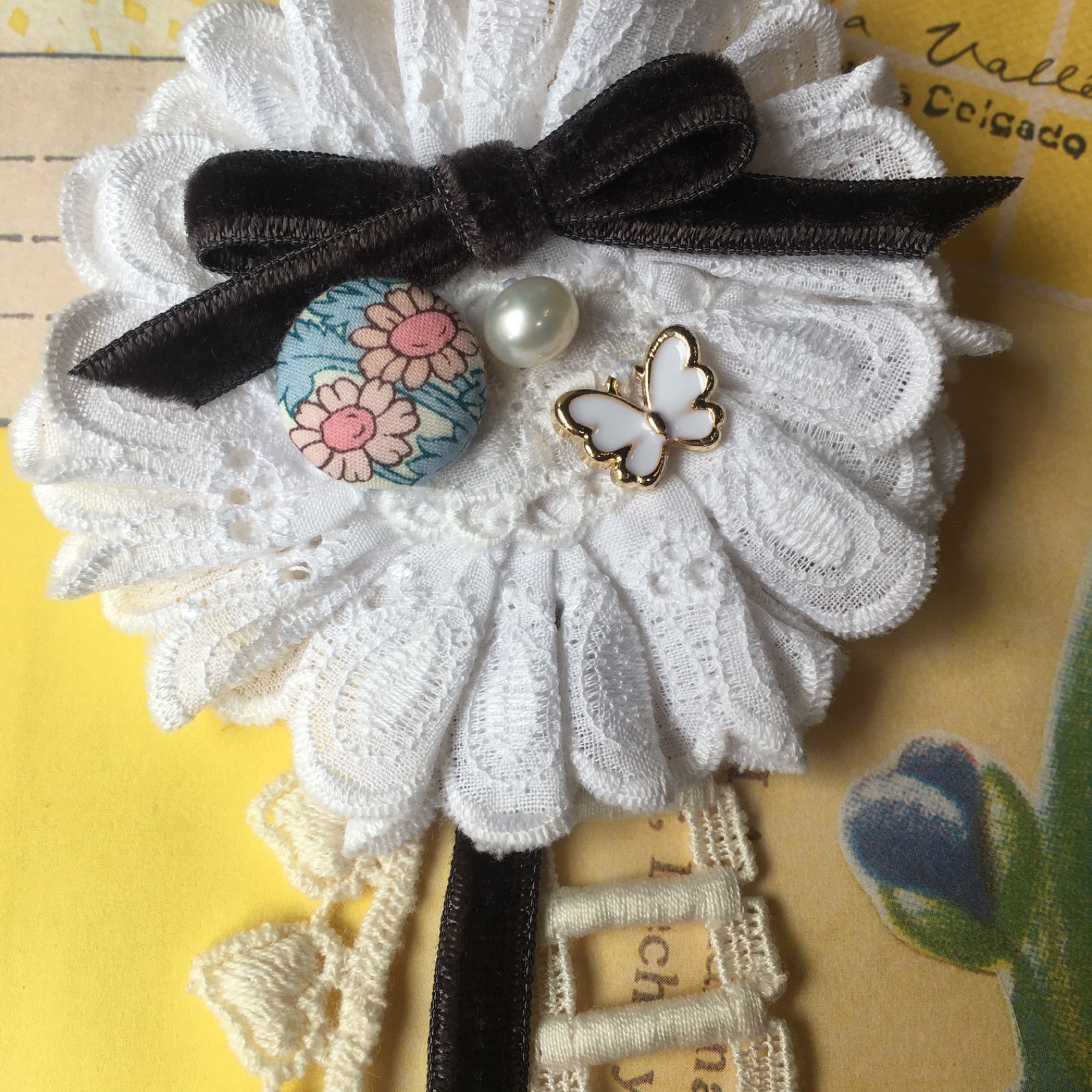 パールベルベットリボンボタン｜各種パーツ 