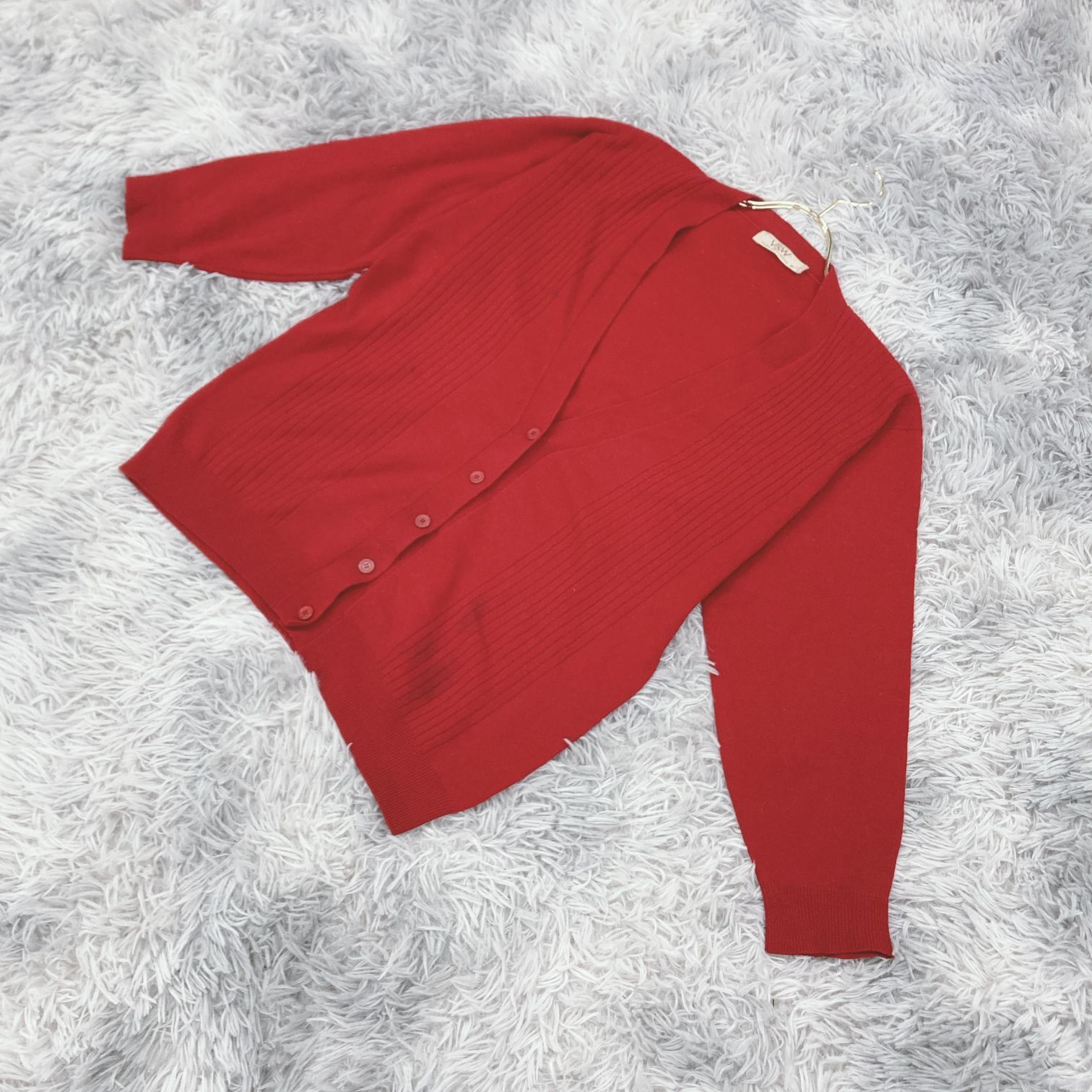 V&W】Vネックカーディガン カシミヤ100% (M) 上品 レトロ