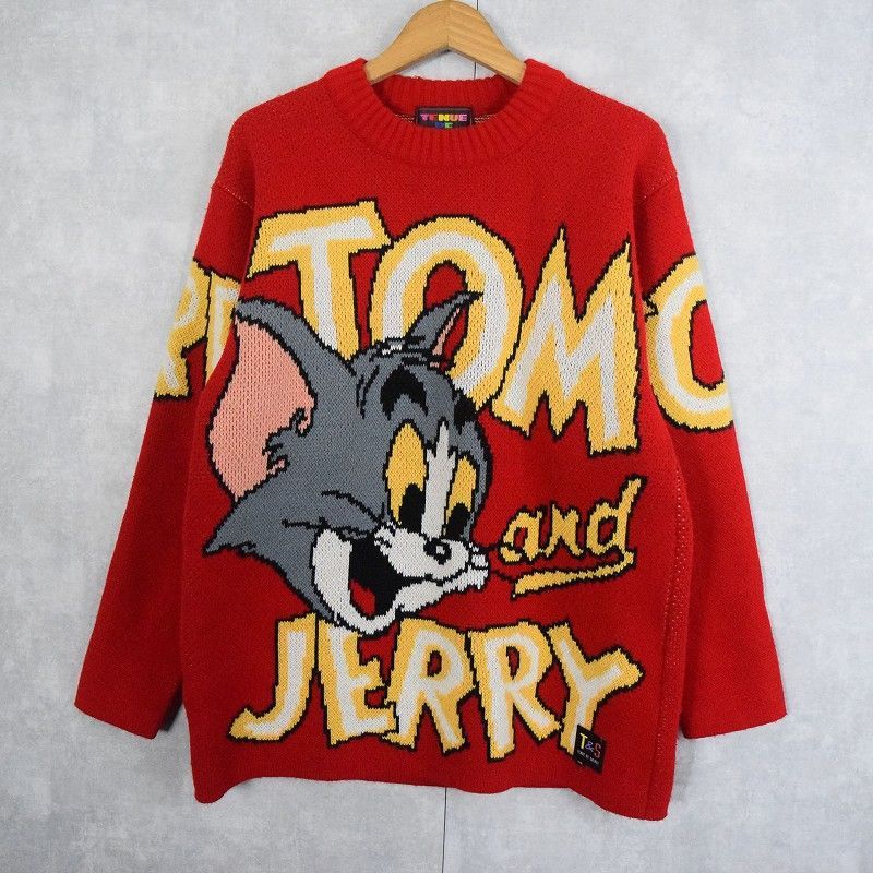 90's TOMu0026JERRY トムとジェリー トムジェリ キャラクター柄 スキーニットセーター M