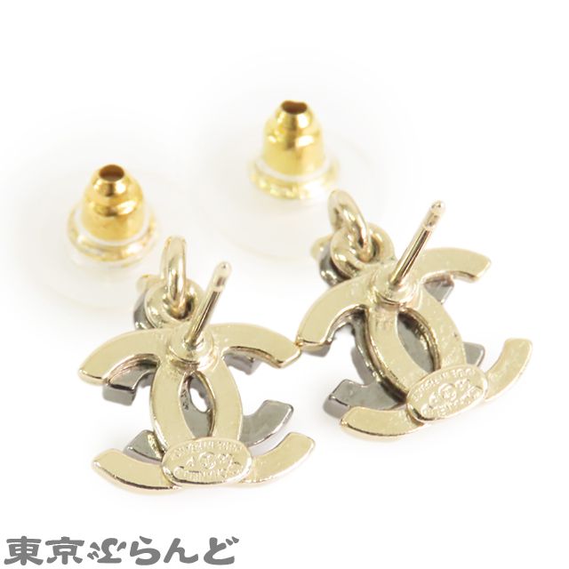 シャネル CHANEL ココマーク ストーンピアス 06P ゴールドx