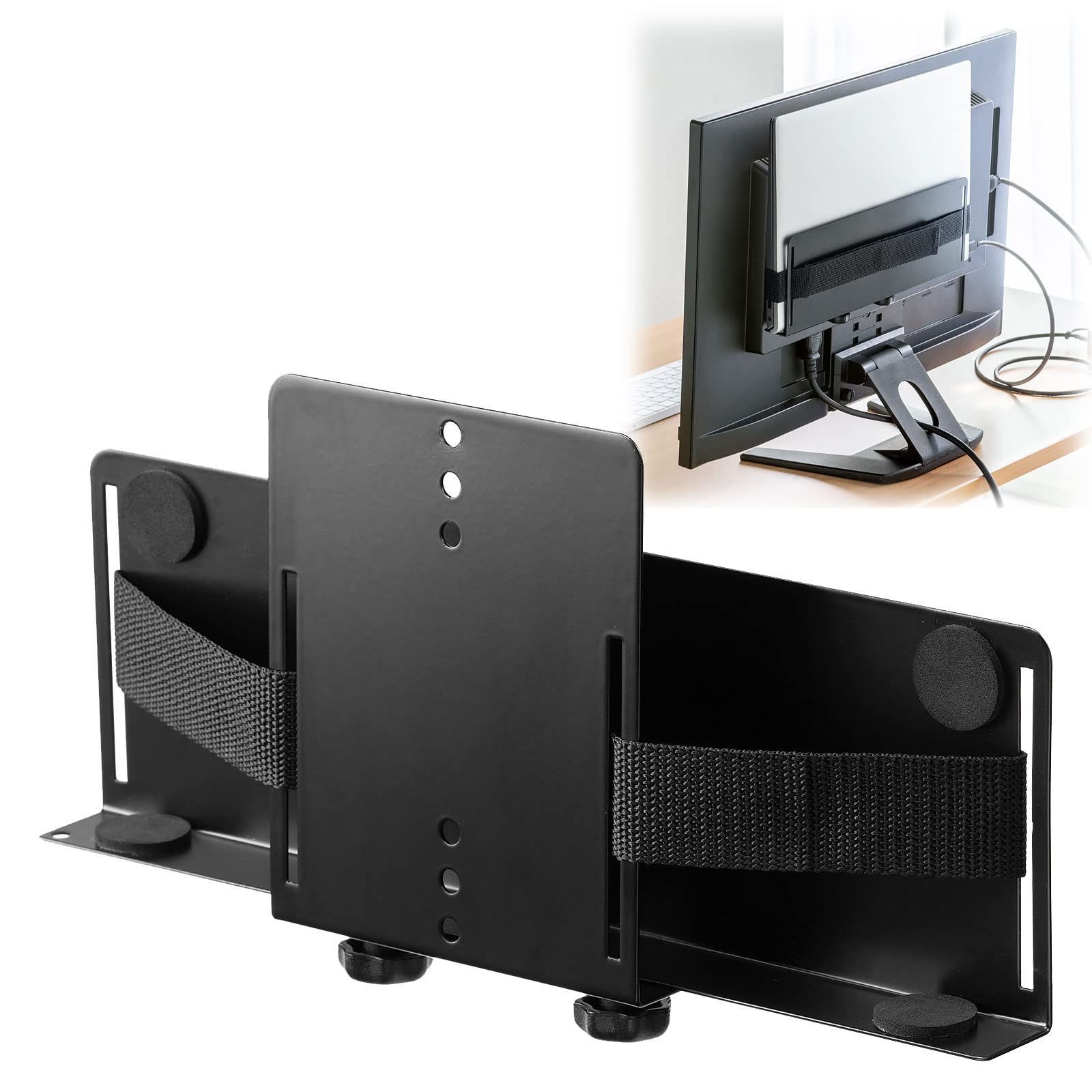 新品 イーサプライ モニター裏収納 VESAマウント テレビ裏 ボックス 棚 耐荷重2kg 幅2.5～3.5cm スチール製 HDD ルーター ノートPC EEX-VESAIT01