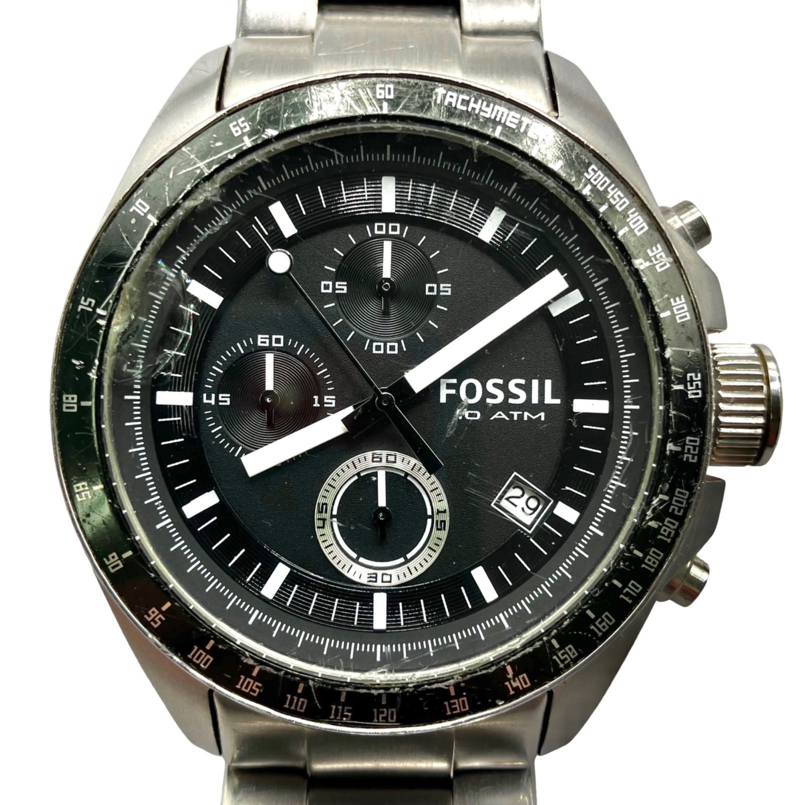鉄板の黒銀クロノグラフ⭐️フォッシル】 Fossil Decker Chronograph 