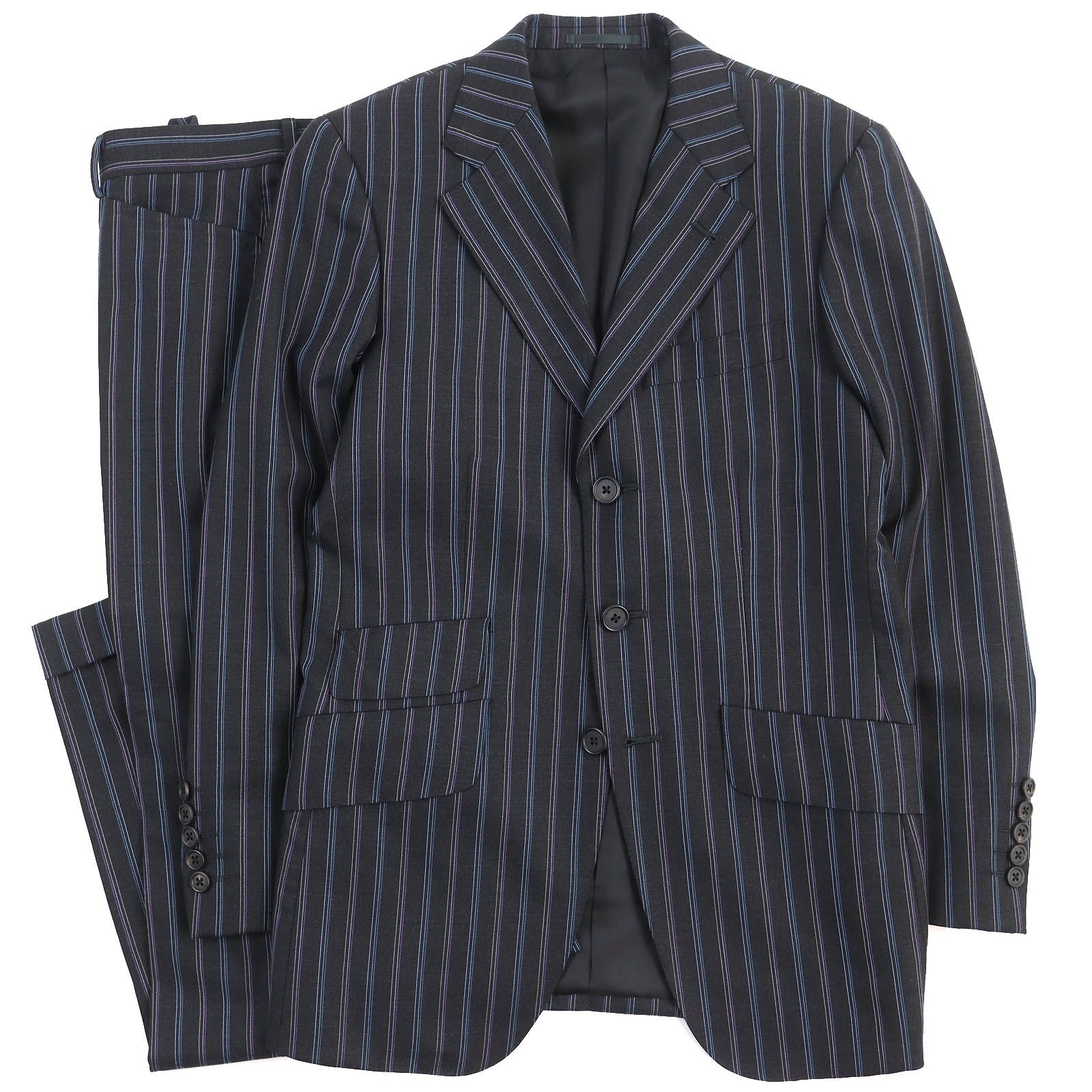 専用ポールスミスブラック スーツ セットアップ マルチストライプ