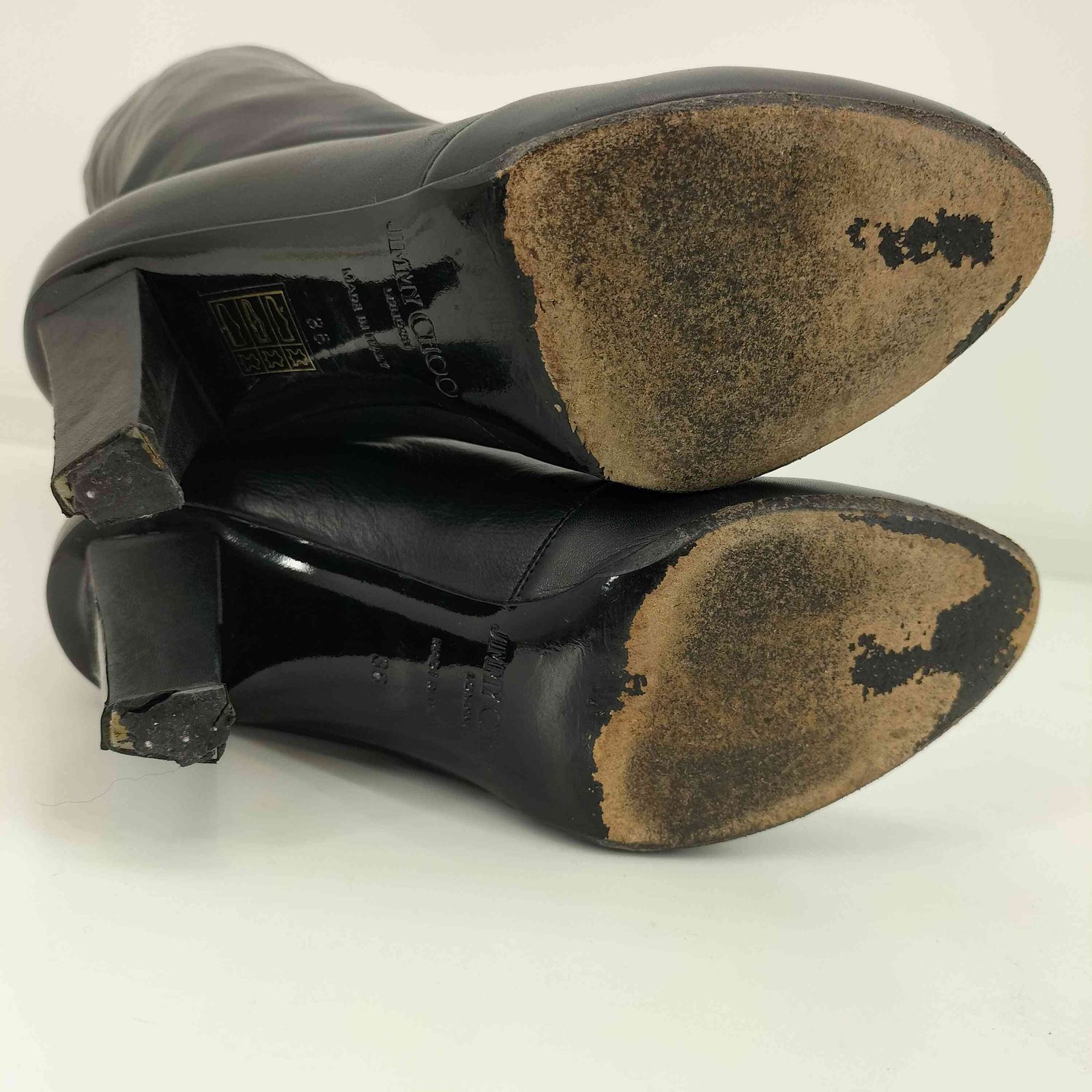 ジミーチュウ JIMMY CHOO ヒールレザーロングブーツ レディース 36