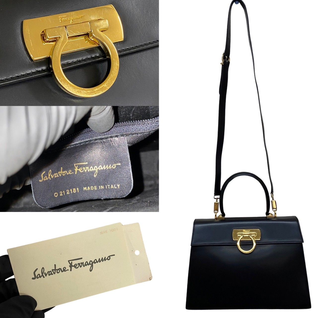 極 美品 Salvatore Ferragamo フェラガモ ガンチーニ 金具 レザー 本革