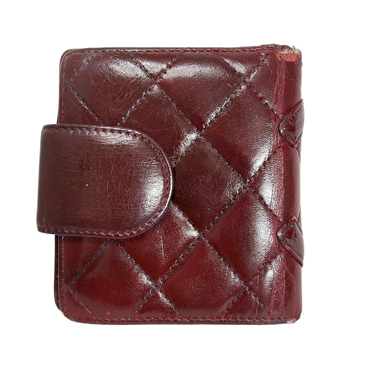 CHANEL(シャネル) 2つ折り財布 カンボンライン レッド レザー