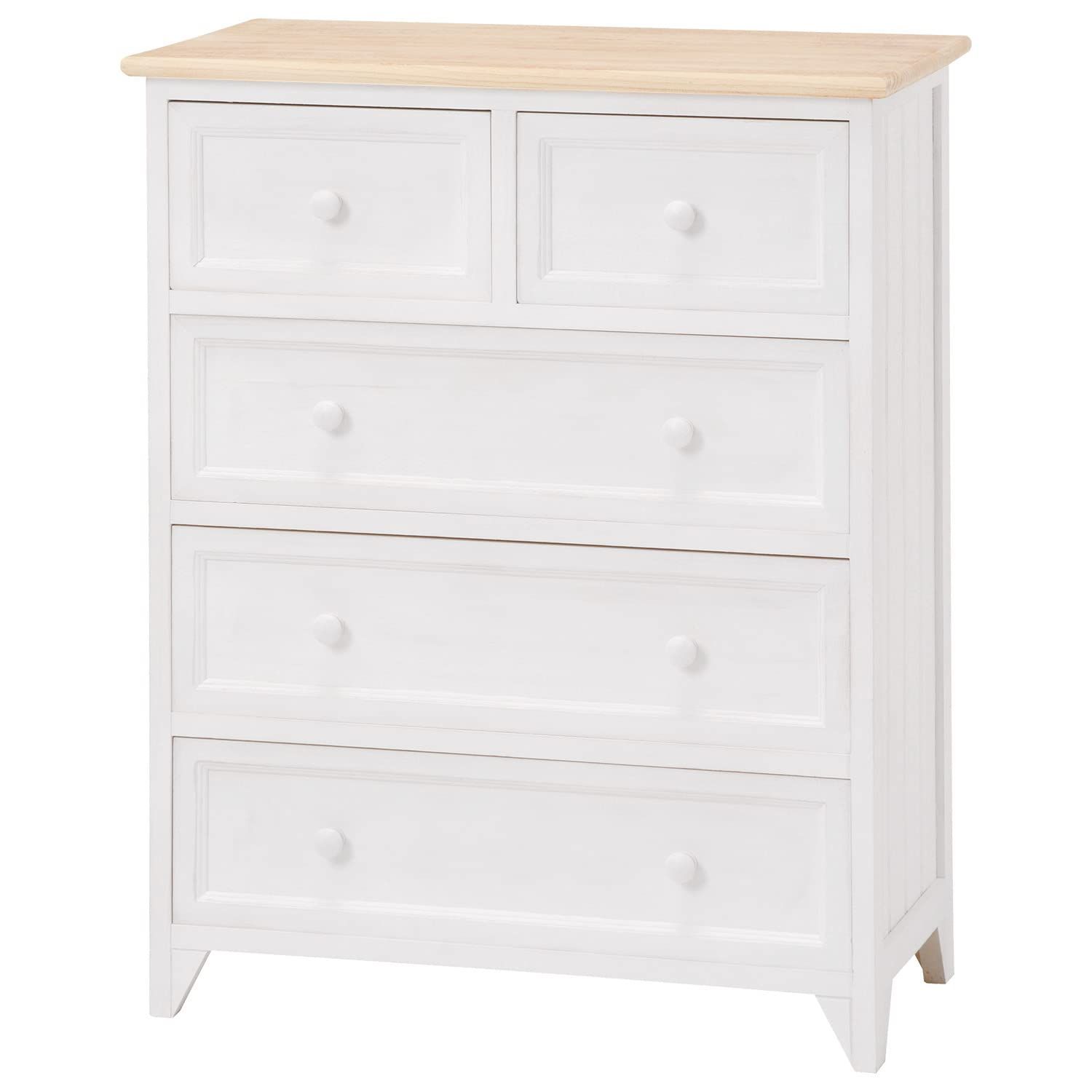 ナチュラルホワイト ワイド チェスト シャビーテイスト 萩原 MCH-5276NAW