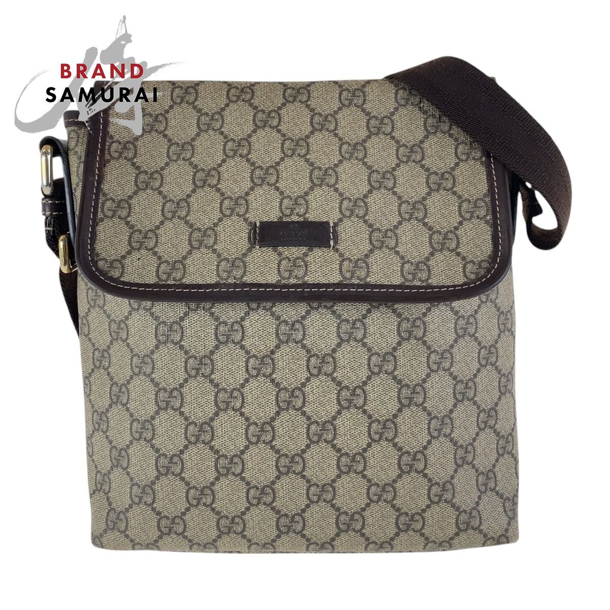 GUCCI グッチ ベージュ ブラウン シルバー金具 GGスプリームキャンバス 223666 斜め掛け ショルダーバッグ 男女兼用 レディース 501966