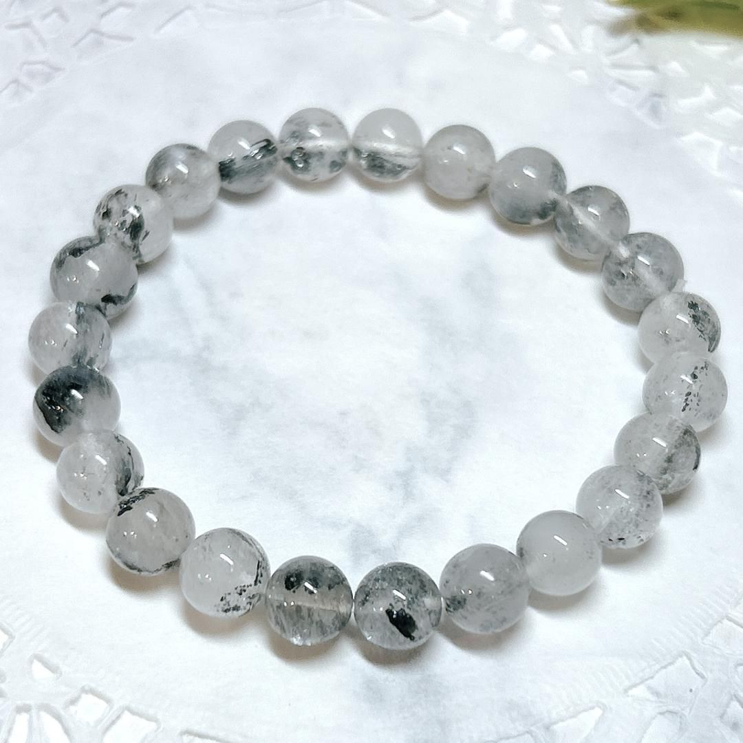 スティブナイトinクォーツ8㎜＊ブレスレット＊Stibnite in