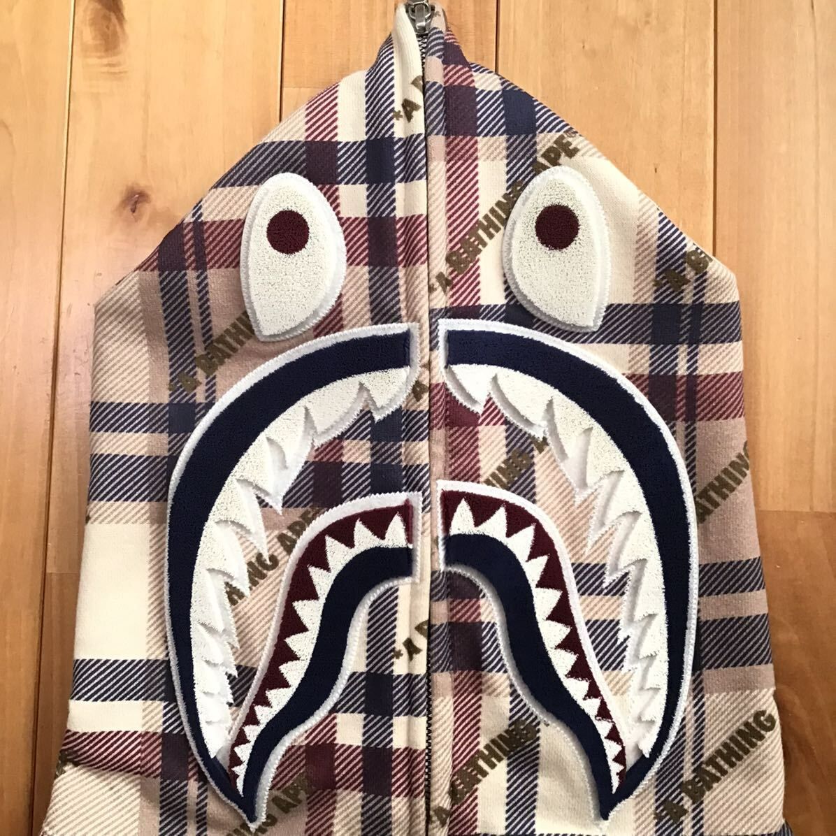 BAPE LOGO Check シャーク パーカー Sサイズ shark full zip hoodie a bathing ape エイプ ベイプ  アベイシングエイプ チェック - メルカリ