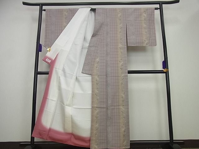 平和屋1□極上 結城真綿紬 藤貫謹製 ８０亀甲 跳兎花間道 証紙付き