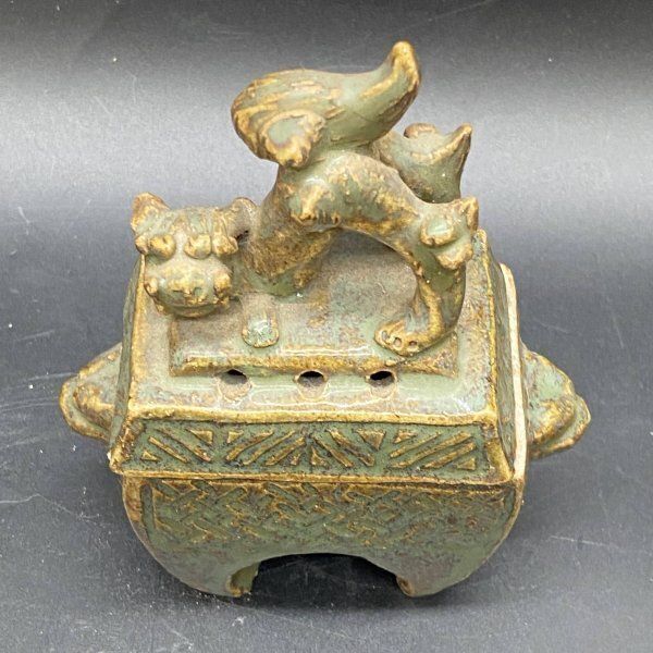 G329 香炉 獅子陶器 陶芸 置物 香道具 茶道具 香道具 香炉 四つ