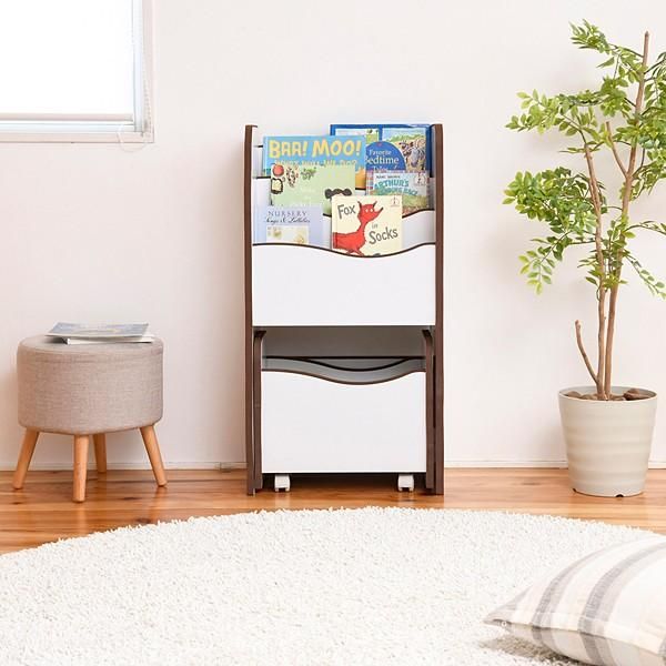 絵本ラック 本棚 おもちゃ箱 キャスターつき 安全 安心 幼稚園児