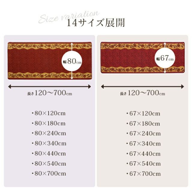 廊下敷底冷え防止キズ防止クラシカル花柄汚れにくい耐久性丈夫ナイロン素材ズレにくい裏面滑り止め厚さ5mm薄型