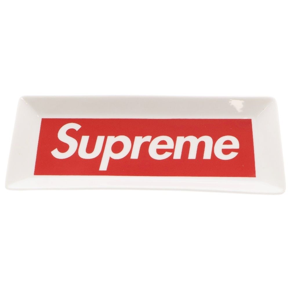 SUPREME シュプリーム 14AW Ceramic Tray セラミック トレイ ボックスロゴ プレート ホワイト|レッド