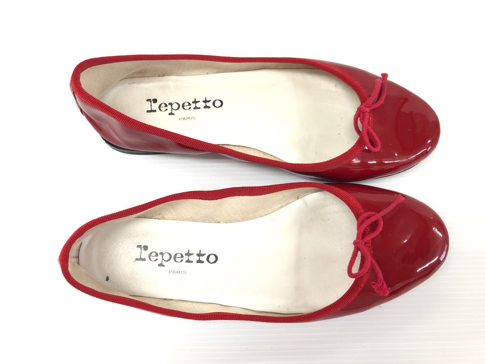 【repetto レペット】赤 36バレエシューズ レペットrepettoパテントレザーバレエシューズ赤 36ハーフ