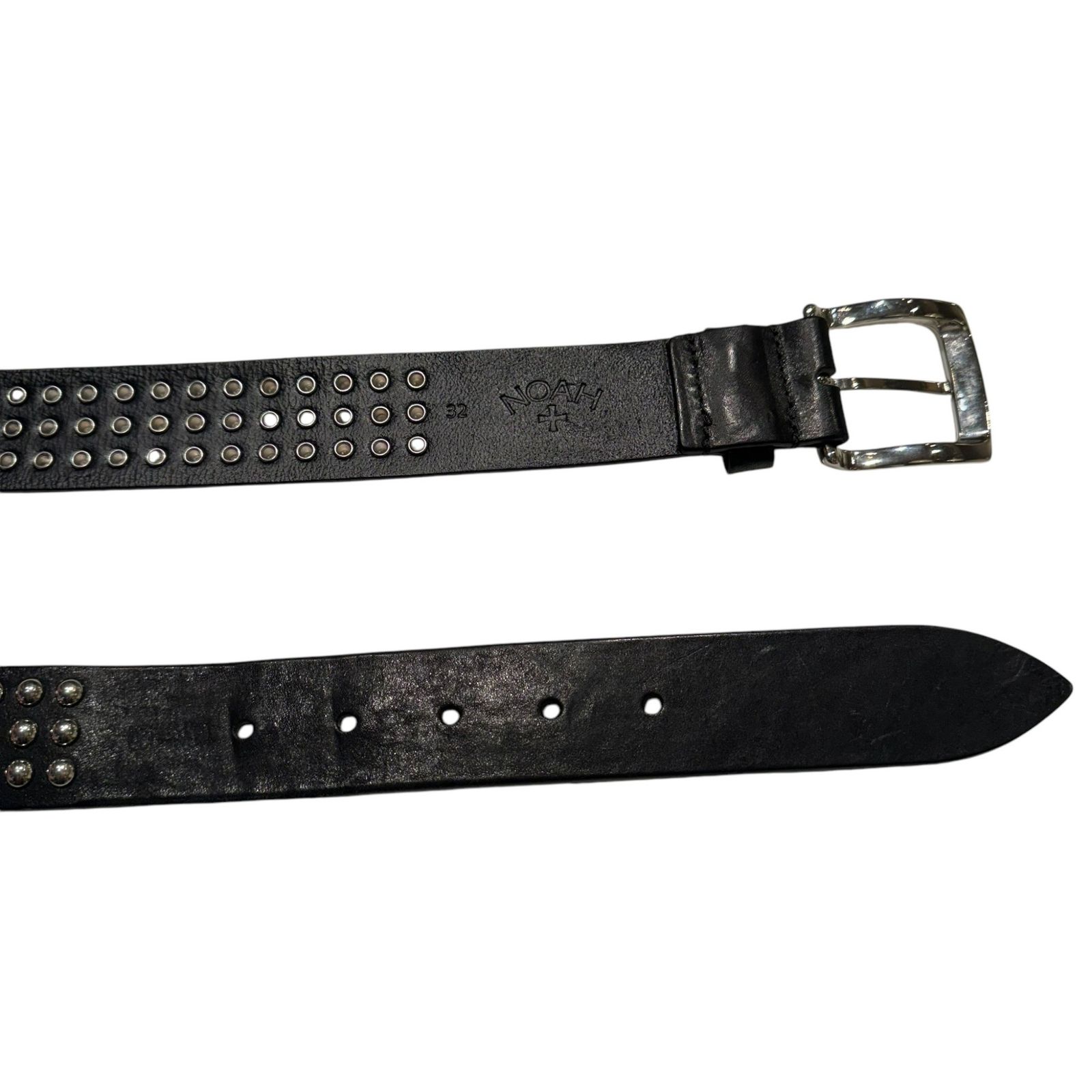 NOAH (ノア) ⑤ レザースタッズベルト メンズ ブラック 32